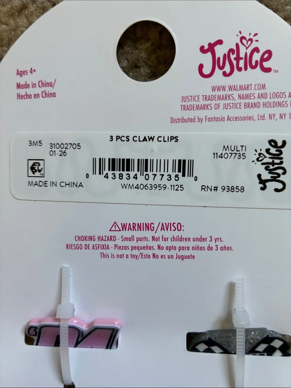 Nascar x Justice Three Piece Claw Clips - Two Sets